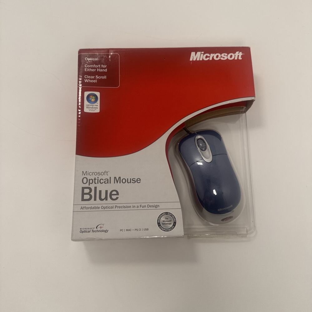 Microsoft Optical Mouse Blue K81-00004 USB/PS2 BRAND NEW SEALED IN BOX